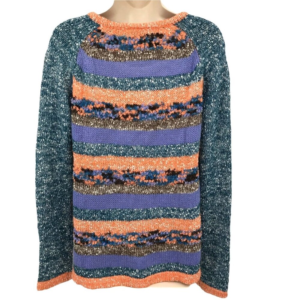 Sahalie Womens Long Sleeve Round Neck Blue Pullover Knitted Sweater Size L - Picture 2 of 7